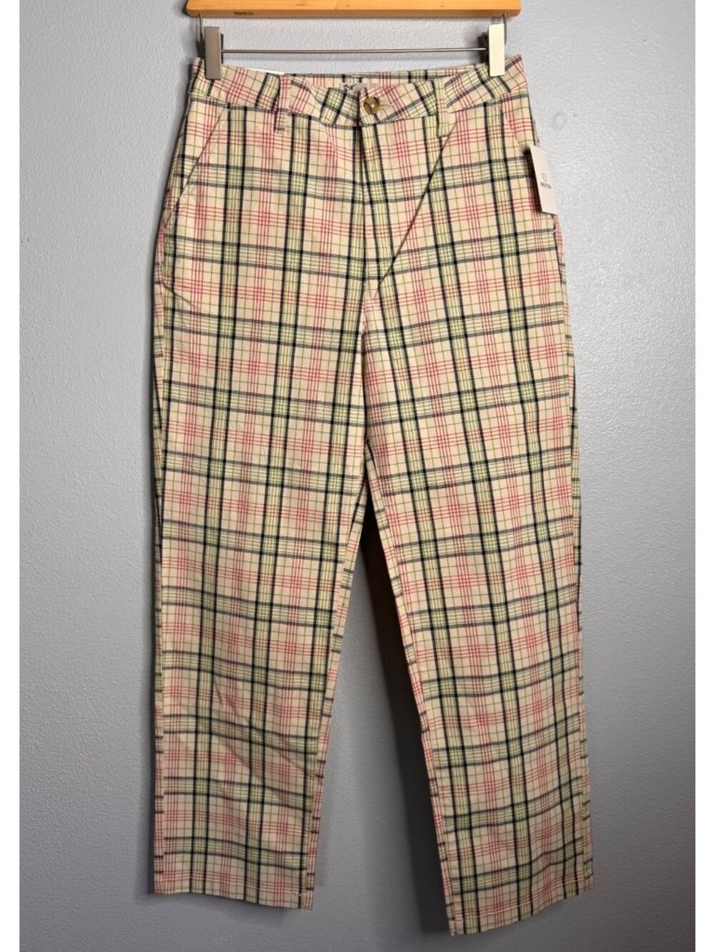 Brixton Victory High Waisted Chino Casual Pant Dove Plaid 27 Plaid Preppy NWT - Picture 2 of 12